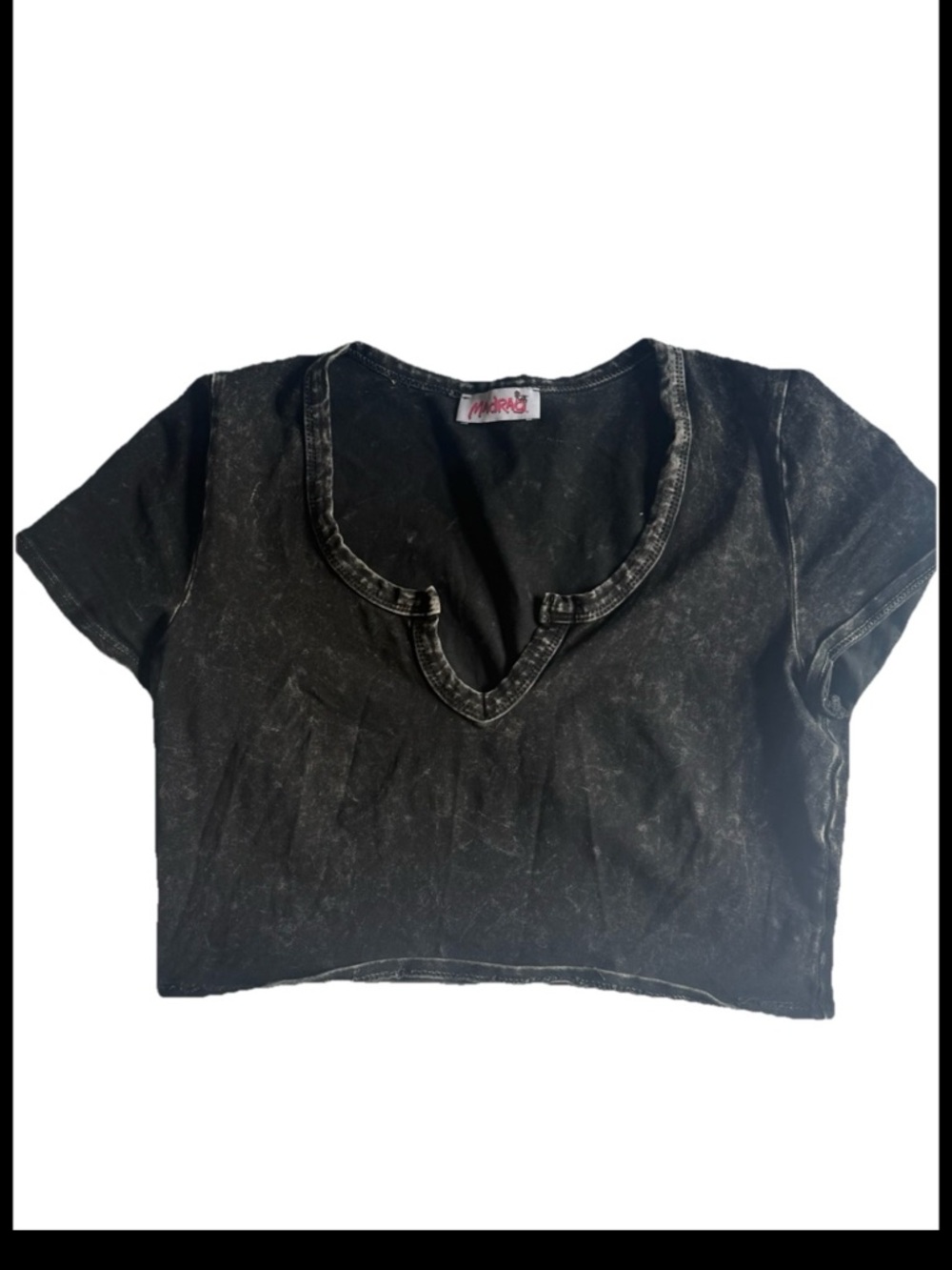 Madrag Black Acid Wash Crop Top Y2K Baby Tee